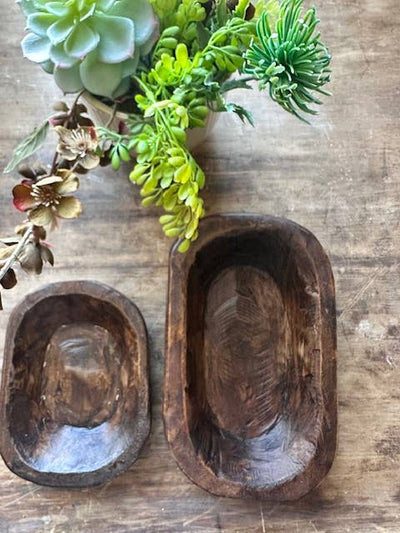 The Global Swap Shop - Mini Wooden Dough Bowl - Stained wood