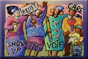 Show Up Resist Vote Care - Magnet -Syracuse Cultural Workers