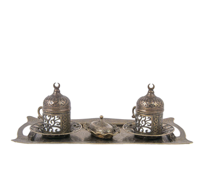 Turkish Copper Serving Set With Coffee Cups-Crete Trading Inc.