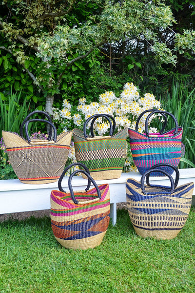 Swahili | AFRICAN MODERN - Assorted Ghanaian Wing Shopper with Leather Handles