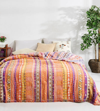 Kikoya - Boho Bedspread Turkish Cotton Summer Blankets Throw Bohemian