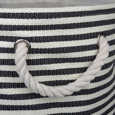 Welcome Home Unbeatable Deals - Paper Bin Pinstripe Black Round Large 20 x 15 x 15