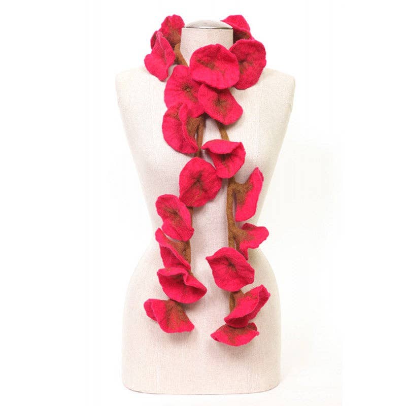BNB Crafts Inc. - Felted flower scarves- Hot Pink/ Green