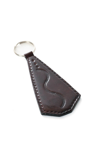 Brown Stamped Leather Key Ring-Swahili | AFRICAN MODERN