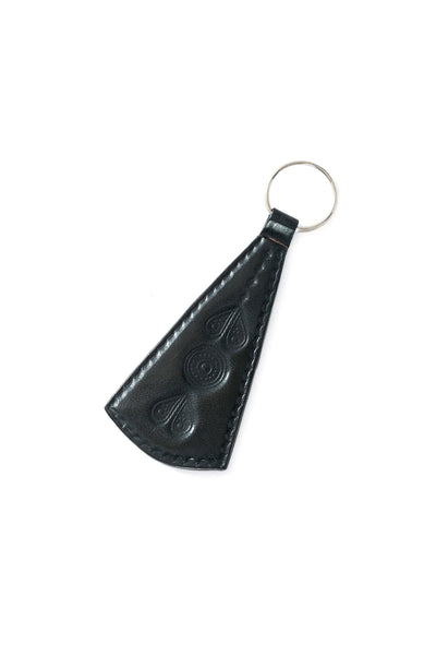 Black Stamped Leather Key Ring-Swahili | AFRICAN MODERN