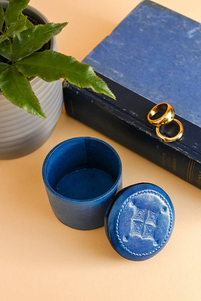 Blue Stamped Leather Ring Box-Swahili | AFRICAN MODERN