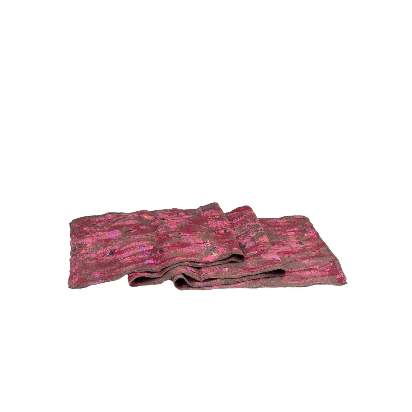 Brown, Red, Pink Spots Merino Wool Felt Vintage Scarf-Feltiful