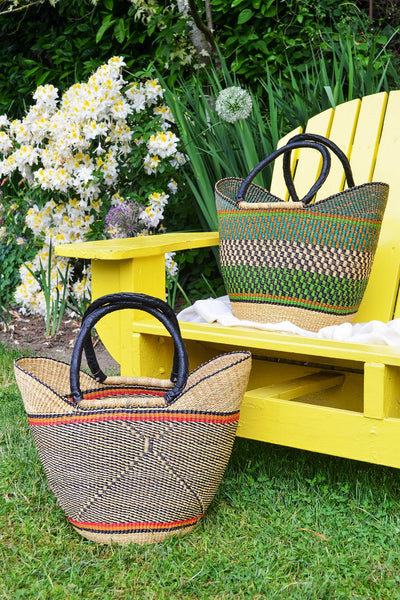 Swahili | AFRICAN MODERN - Assorted Ghanaian Wing Shopper with Leather Handles
