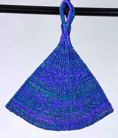 Raffia Hand Fan Accessory Handwoven in Togo - Purple & Blue-The Niger Bend