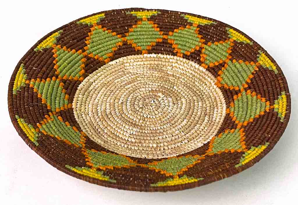 7" Small Very Thin Coil Finest Quality Handwoven Rwenzori Raffia Shallow Basket/Bowl |  - The Niger Bend