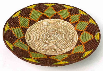 7" Small Very Thin Coil Finest Quality Handwoven Rwenzori Raffia Shallow Basket/Bowl |  - The Niger Bend
