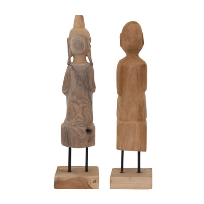 Hand Carved Teakwood Figure on Stand - Creative Co-Op