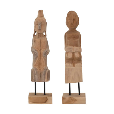 Hand Carved Teakwood Figure on Stand - Creative Co-Op
