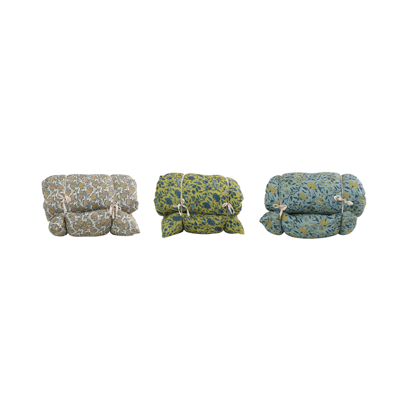 Cotton Tufted French Cushion with Floral Pattern - Creative Co-Op