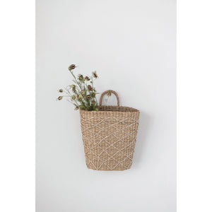 Hand Woven Seagrass Wall Basket with Handle - Creative Co-Op