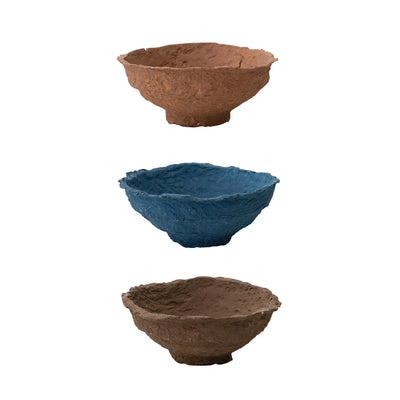 Paper Mache Bowl, Decorative Handmade , 3 Colors (Each One Will Vary)