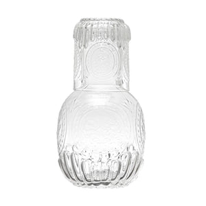 Embossed Glass Carafe w/ 8 oz. Embossed Drinking Glass