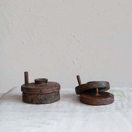 Found Decorative Reclaimed Wood Spice Grinder w/ Lid (Each One Will Vary)