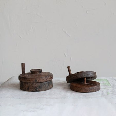 Found Decorative Reclaimed Wood Spice Grinder w/ Lid (Each One Will Vary)