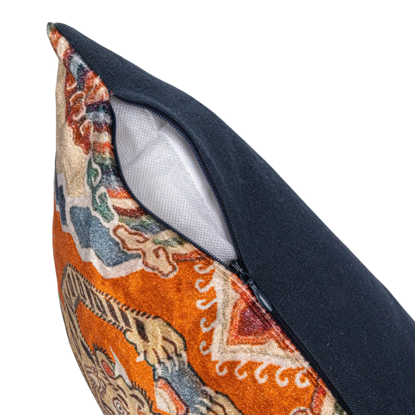 Tiger Cotton Velvet Printed Lumbar Pillow