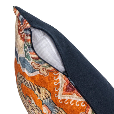 Tiger Cotton Velvet Printed Lumbar Pillow