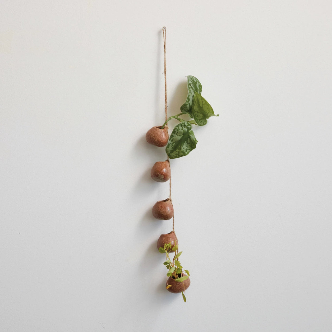 Stoneware Hanging Vases w/ Jute Rope Hanger (Each One Will Vary)