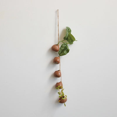 Stoneware Hanging Vases w/ Jute Rope Hanger (Each One Will Vary)