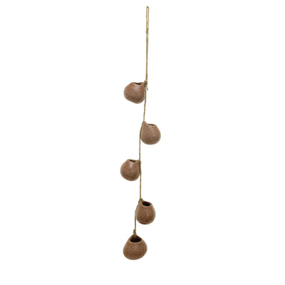 Stoneware Hanging Vases w/ Jute Rope Hanger (Each One Will Vary)