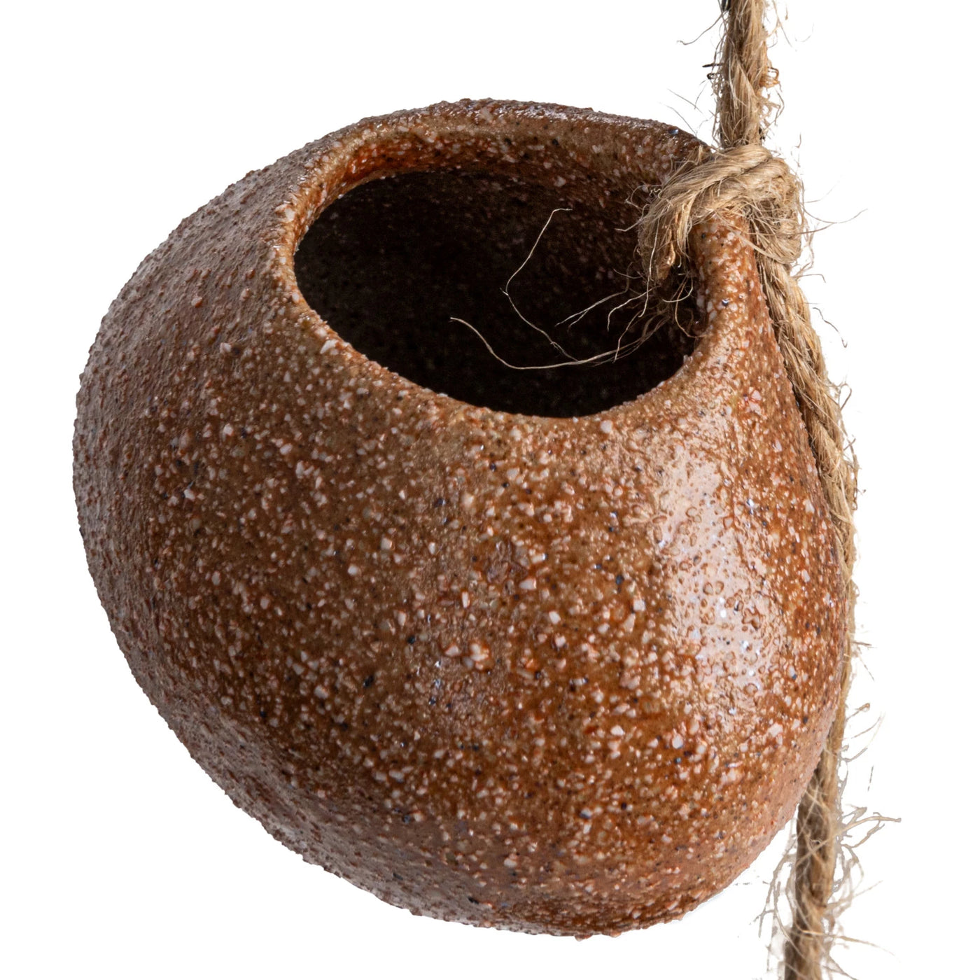 Stoneware Hanging Vases w/ Jute Rope Hanger (Each One Will Vary)
