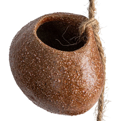 Stoneware Hanging Vases w/ Jute Rope Hanger (Each One Will Vary)