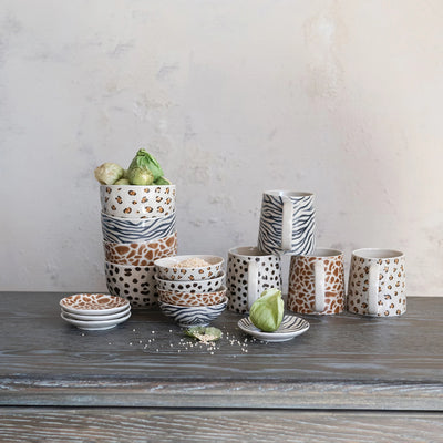 Stoneware Bowl with Animal Print Decal, 4 Styles