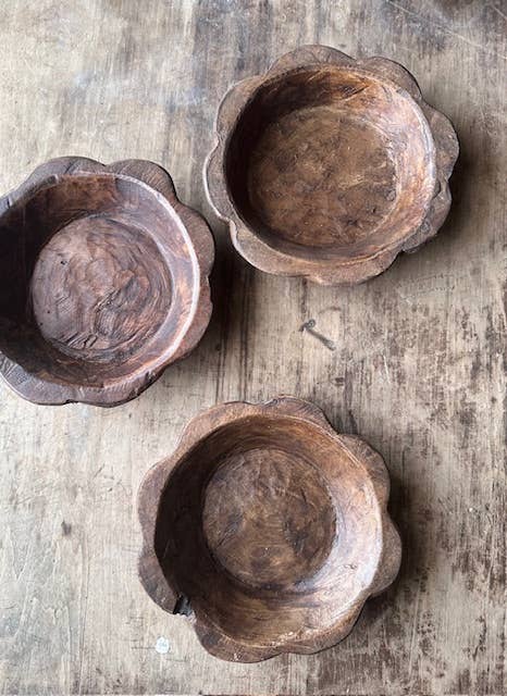 Scalloped Shape Wood Dough Bowl-The Global Swap Shop