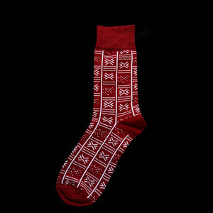 African Socks / Afro Socks / Bogolan Socks - Red