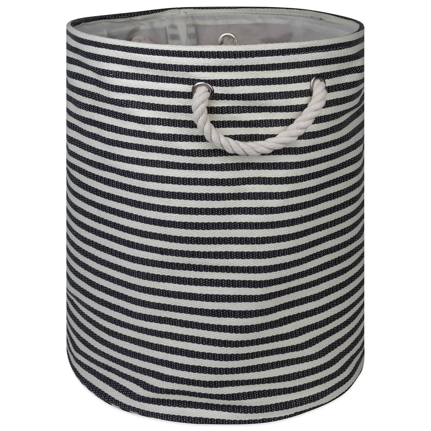 Welcome Home Unbeatable Deals - Paper Bin Pinstripe Black Round Large 20 x 15 x 15