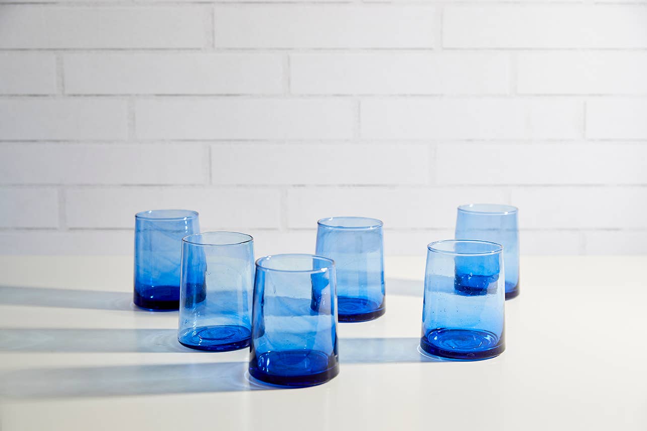 Moroccan Cone Glassware Small - Blue-Verve Culture