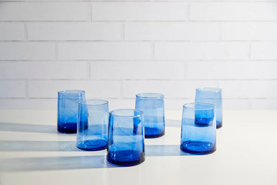 Moroccan Cone Glassware Small - Blue-Verve Culture