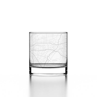Los Angeles CA Map Rocks Whiskey Glass-Well Told