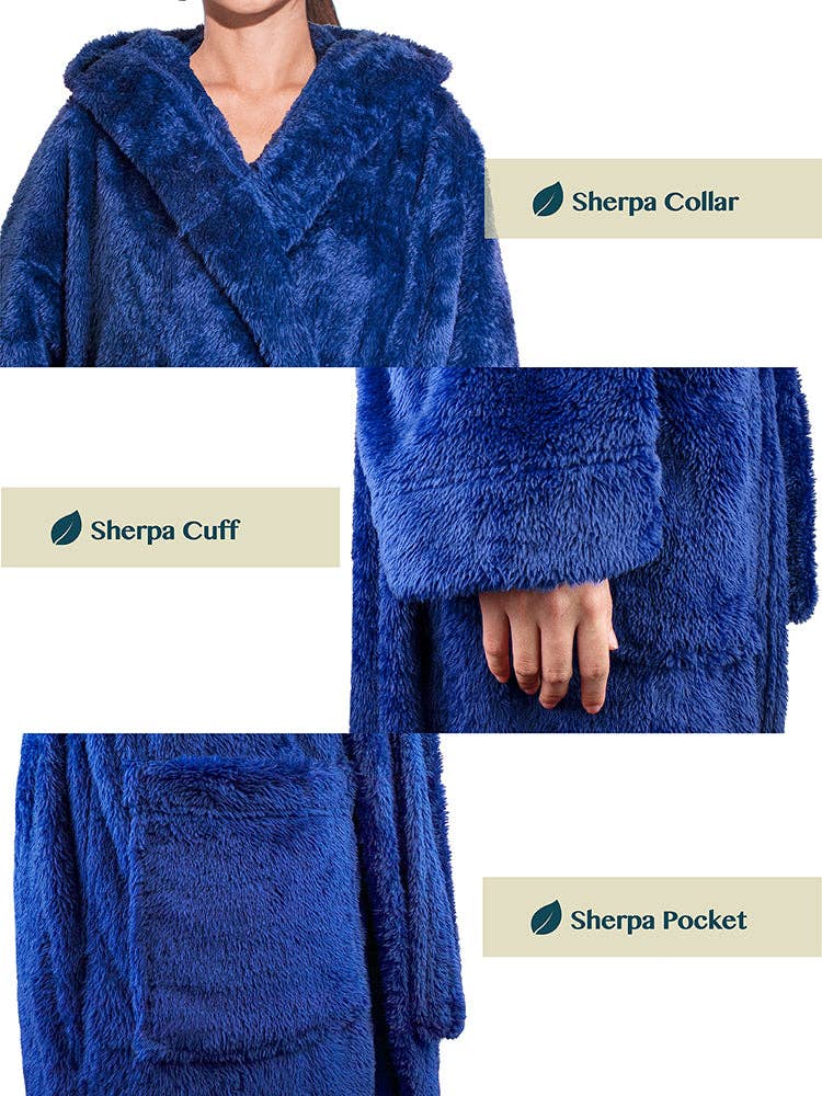 Women's Sherpa Fluffy Robe with Hood - Pavilia