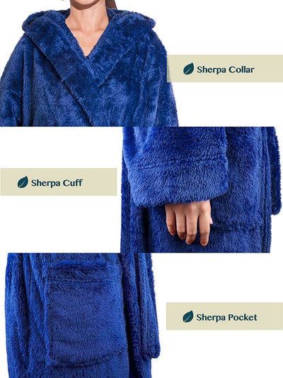 Women's Sherpa Fluffy Robe with Hood - Pavilia