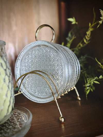 Made Market Co. - Glass Coasters Metal Caddy Set MCM