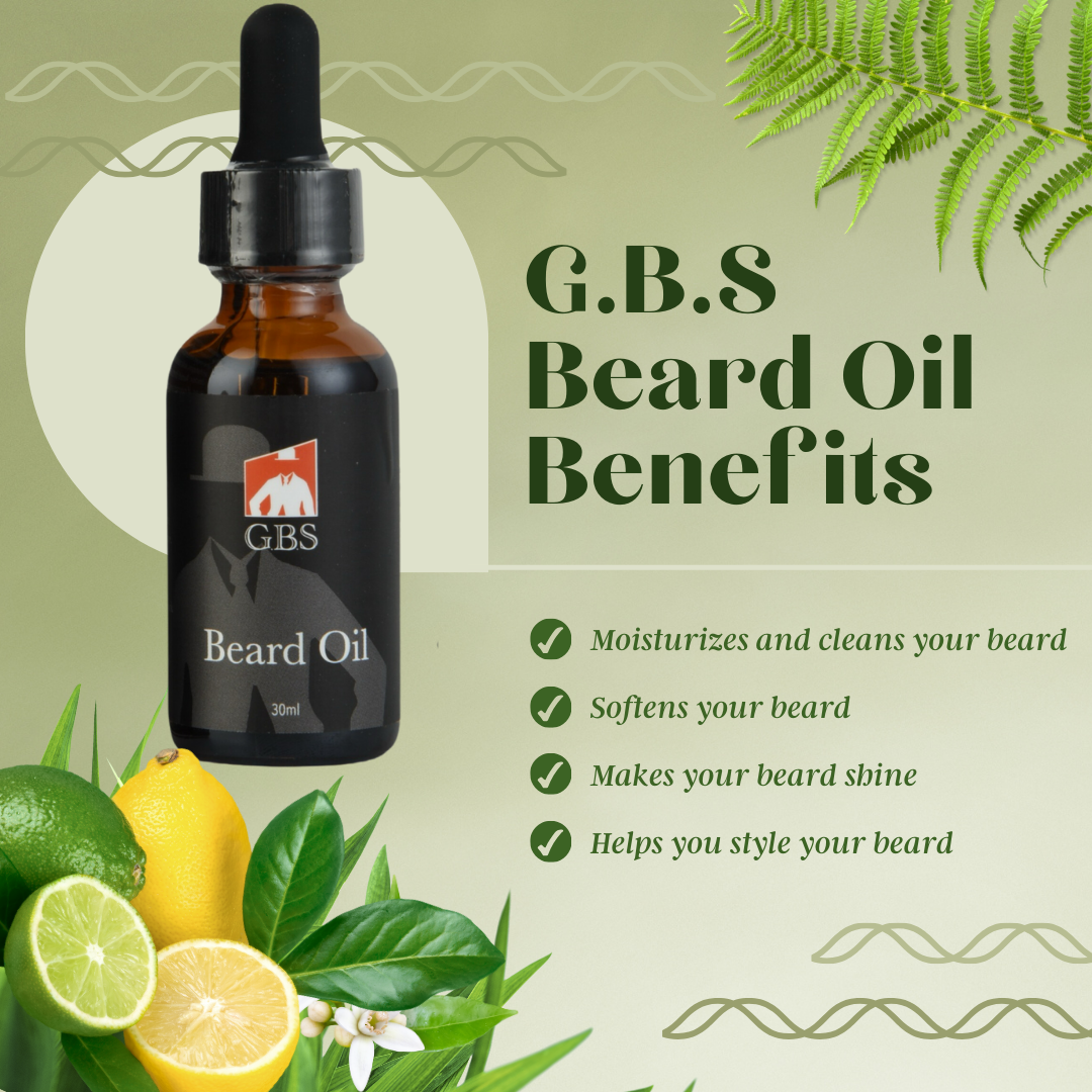 GBS BEARD OIL WITH JOJOBA + GRAPESEED OIL-GENTS FINE GROOMING PRODUCTS -