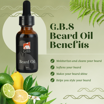 GBS BEARD OIL WITH JOJOBA + GRAPESEED OIL-GENTS FINE GROOMING PRODUCTS -