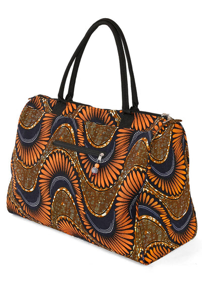 African Wax Cloth Overnighter Duffle Bag - Assorted Swahili - | AFRICAN MODERN