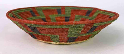 Very Thin Coil Finest Quality Handwoven Rwenzori Raffia Shallow Basket/Bowl | 9"-The Niger Bend