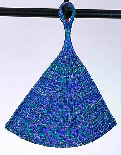 Raffia Hand Fan Accessory Handwoven in Togo - Purple & Blue-The Niger Bend