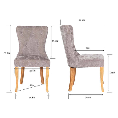 HOMYCASA DESIGN INC - Tufted Side Dining Chair Fabric Solid Wood Legs