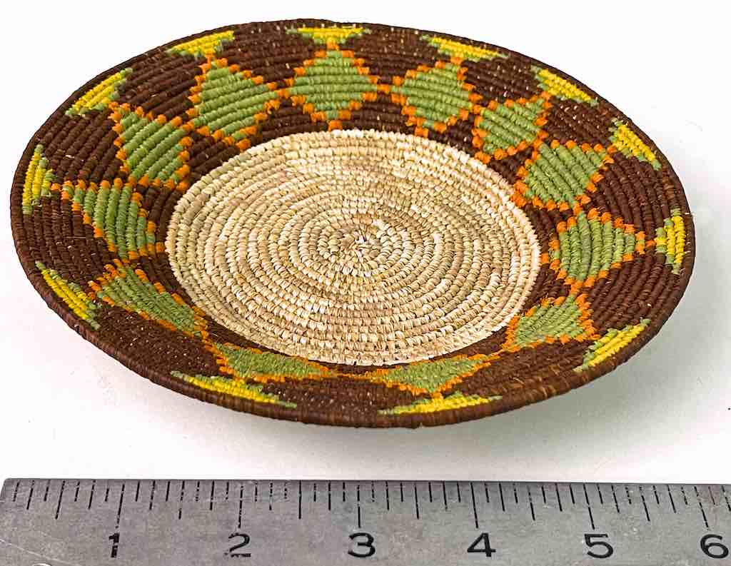 7" Small Very Thin Coil Finest Quality Handwoven Rwenzori Raffia Shallow Basket/Bowl |  - The Niger Bend
