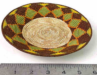 7" Small Very Thin Coil Finest Quality Handwoven Rwenzori Raffia Shallow Basket/Bowl |  - The Niger Bend