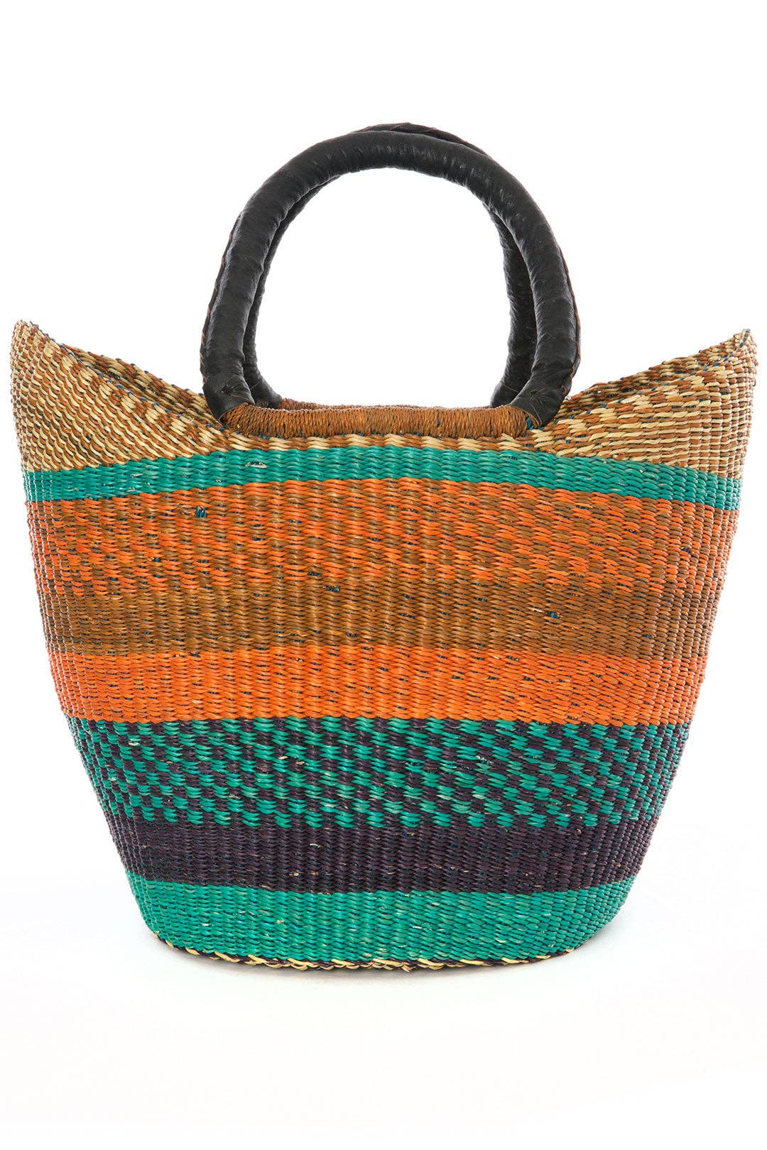 Swahili | AFRICAN MODERN - Assorted Ghanaian Wing Shopper with Leather Handles