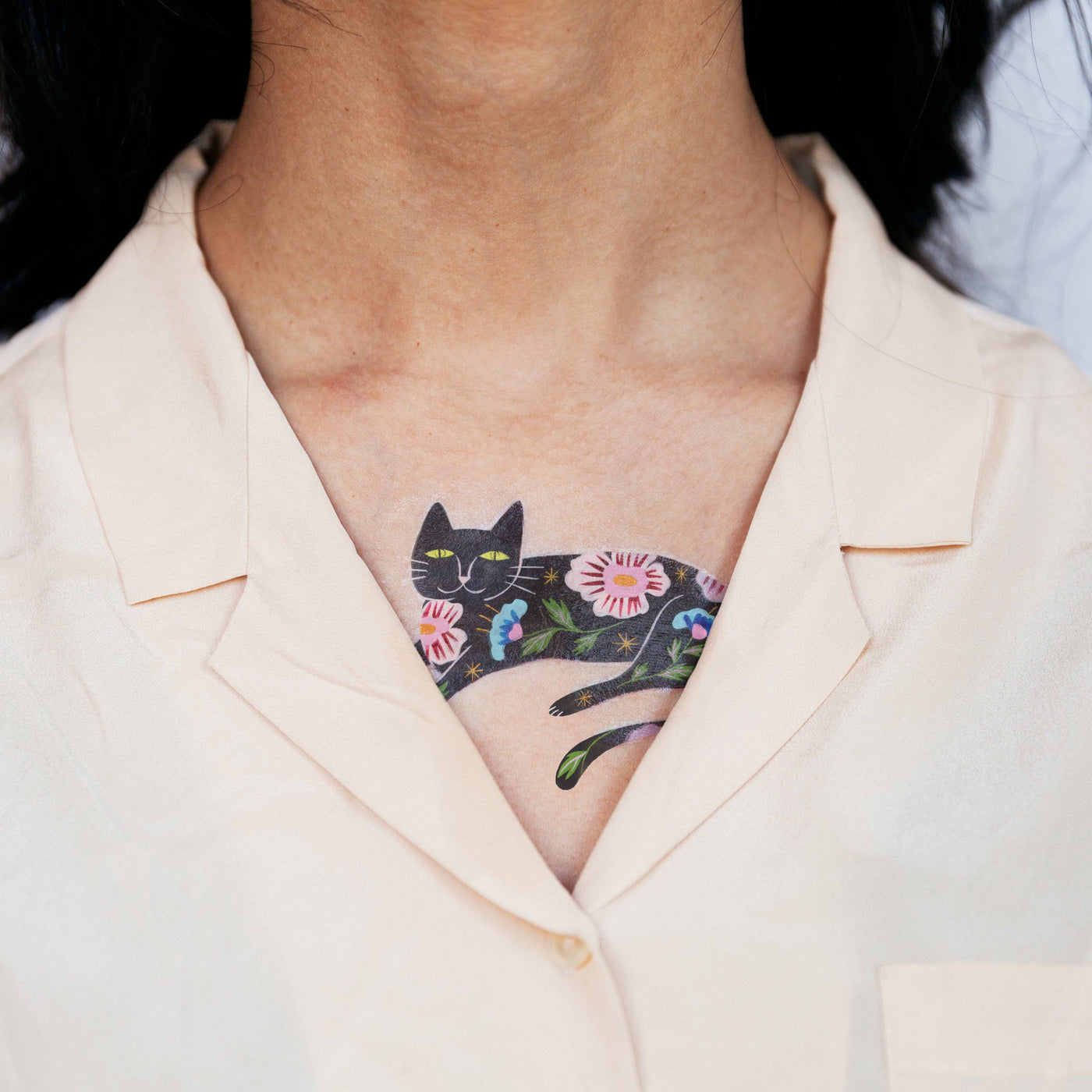 Tattly - Flower Cat Tattoo Pair